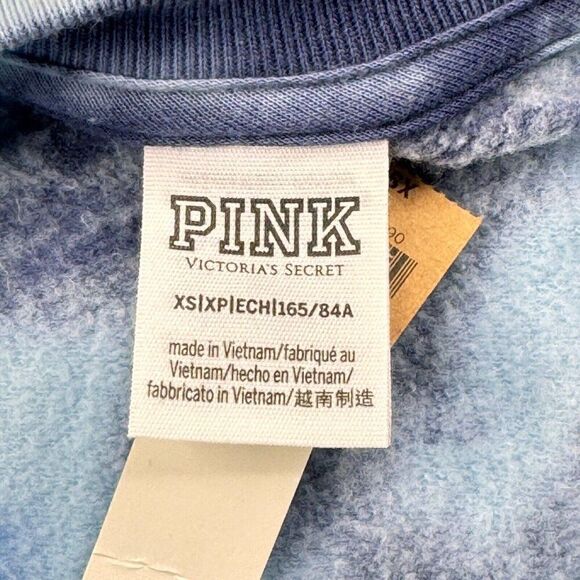 Victoria's Secret Pink Crewneck Tie Dye Sweatshirt Blue New - Picture 7 of 11